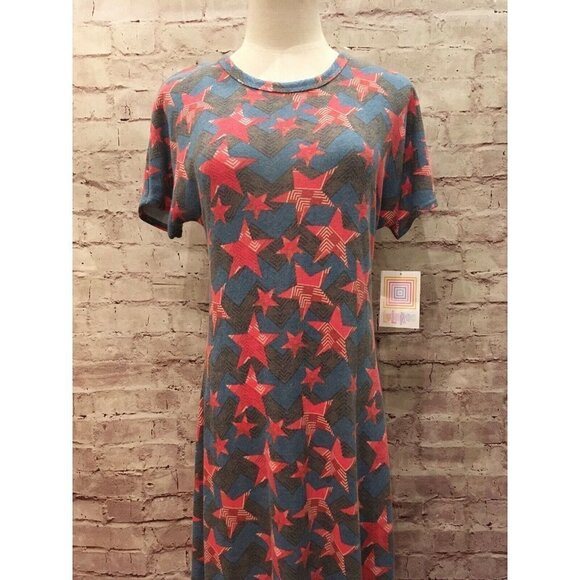 LuLaRoe Maria Maxi Dress Size XXS Americana Flag Stars 4th of July Patriotic - Picture 2 of 5